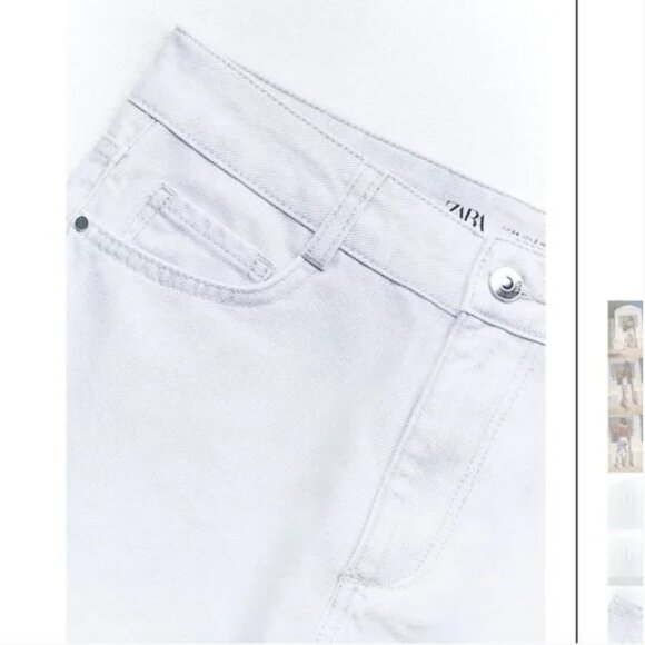 NWT ZARA FULL LENGTH Z1975 METALLIC STRAIGHT JEANS PEARL GRAY - Picture 4 of 5